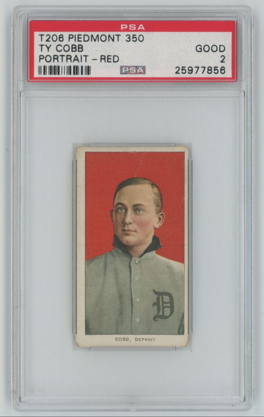1910 T206 Piedmont 350 RED Portrait Ty Cobb PSA 2 Detroit Tigers