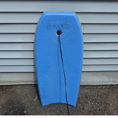 Morey Mach 7 Blue Bodyboard with Yellow Rails and Leash Plug