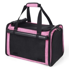 YUDODO 25 lbs Lightproof Soft Sided Pink Pet Carrier for Large Cat Small Dog A