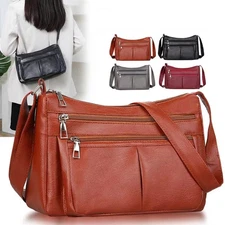 Cowhide Leather Women's Shoulder Purse Small Cross Body Organizer Bag