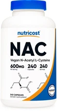 Nutricost N-Acetyl L-Cysteine (NAC) 600mg, 240 Vegetarian Capsules