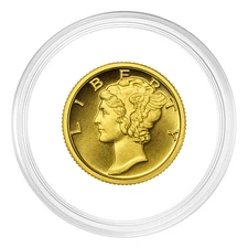 1/100 oz .9999 Pure Gold Mercury Round – Rare, Stunning Collectible