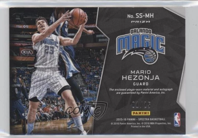 2015-16 Panini Spectra Orange Prizm /25 Mario Hezonja #SS-MH Rookie Auto RC - Image 2 of 2