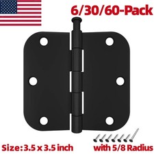 6/30/60 Pack Door Hinges 3.5x3.5 with 5/8 Rad...