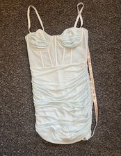 Women’s Oh Polly Light Blue Ruched Mini Corset Dress. Size Uk 12.Runs Very Small