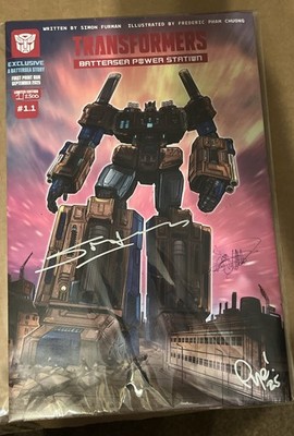 Transformers Battersea Power Station Titan Comic Poster #1 -Triple Signed 1/2500