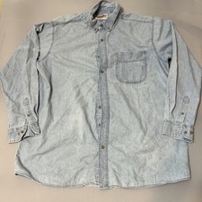 Wrangler Shirt Mens 2XL Light Blue Denim Rugged Wear Button Down Long Sleeve L