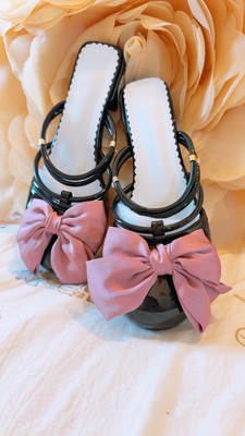 Lolita schuhe/ sandale flipflop mit Schleife Harajuku Egl j fashion Schwarz pink