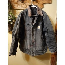 Carhartt Arctic Traditional Coat Faded Black Duck Canvas Distressed Jacket 0173