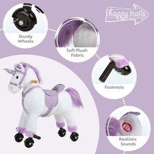Caballo De Palo Con Sonidos Y Ruedines – Cabeza De Peluche De 90 Cm, Con Riendas De Cuero Y Botón De Relinchos | Juguete De Montar Para Niños Y Niñas +3 Años