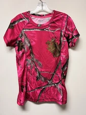 RealTree Hunting Shirt Women’s M (8-10) Pink Camo Polyester Comfort Activewear