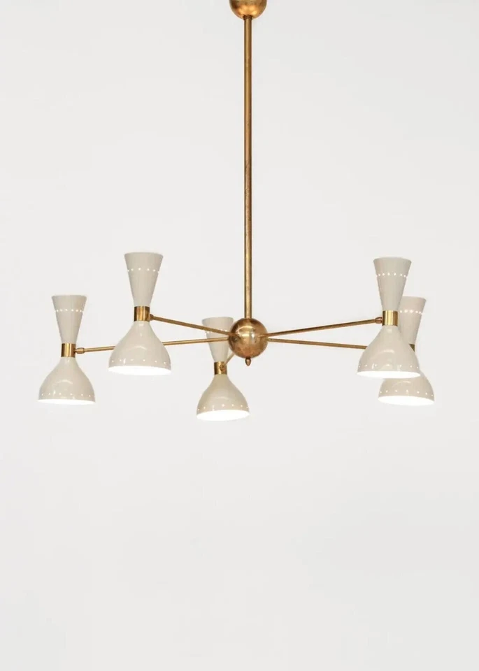 Lámpara de Techo Moderna Italiana, Estilo Stilnovo "Pita" 5 Brazos Foto 4 de 4