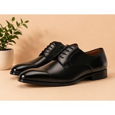 USED Steve Madden Men's Parsens Leather Dress Oxford, Black Leather, 10 M