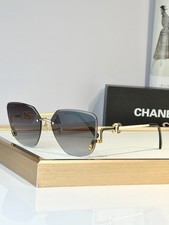 CHANEL CH6063S Gold Rimless Square Sunglasses Gray Gradient Lens 62-14-145