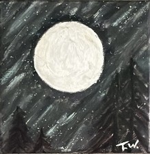 Mystical Full Moon Over Pines