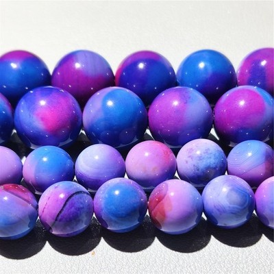 10/14mm Oil Painting Style Light Purple-blue Planet Agate Beads for Jewelry DIY