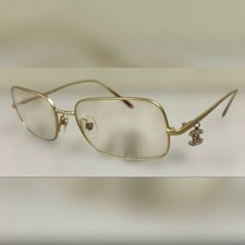 Authentic CHANEL 4079-T-B Rhinestone CC Charm Sunglasses Gold Rimless Italy