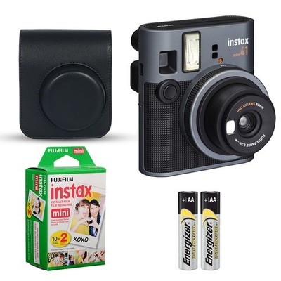 Fujifilm Instax Mini 41 Camera (Black) w/ Case & 20 Mini Film