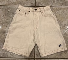 Vintage 80s ADULT SZ 24 Hang Ten Denim Jorts Shorts White 24X7
