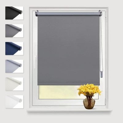 Verdunkelungsrollo Thermo Stoffschatten Klemmfix Grau Fenster Tür