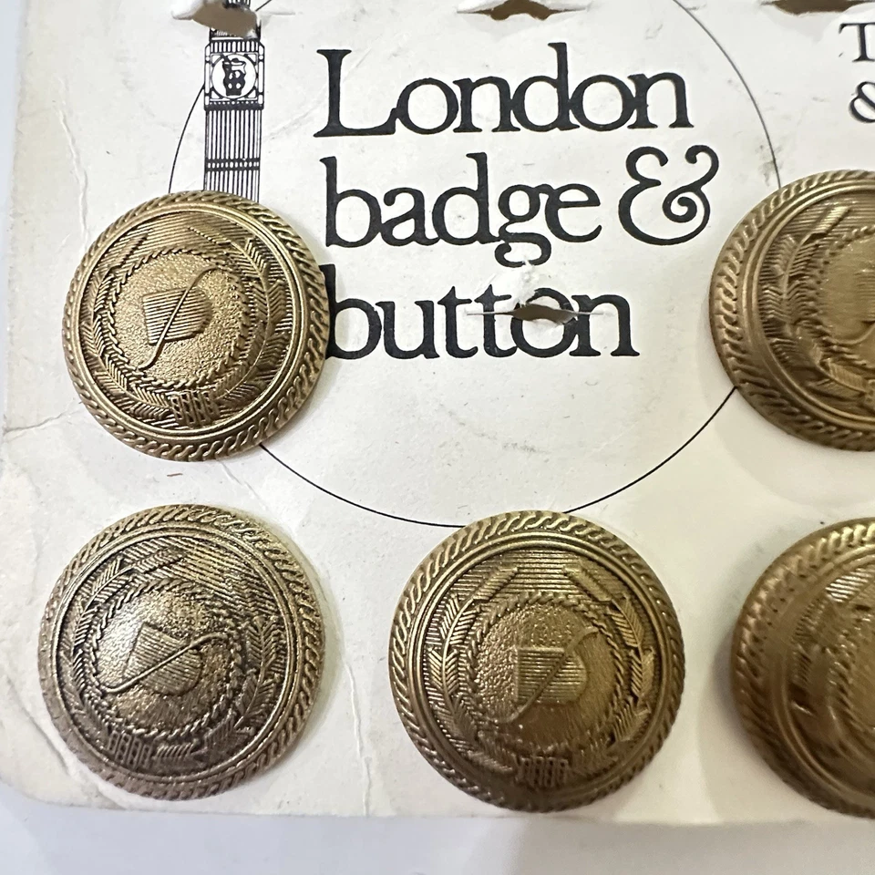 9 Brass 7/8” Buttons w/ Copper Shanks London Badge & Button Co. Made In England - Image 3 of 4
