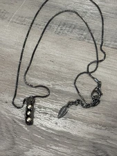 Coldwater Creek Gunmetal Peas In A Pod Pendant Necklace