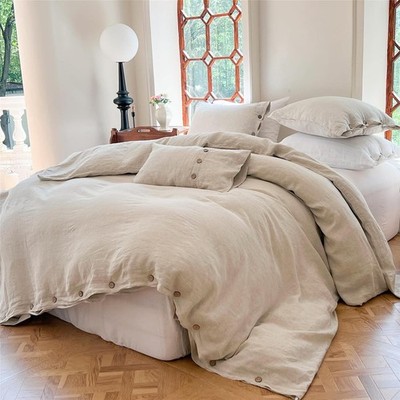 Natural Linen Organic Bedding Set Full Queen King Size, Handmade Bedroom Decor.