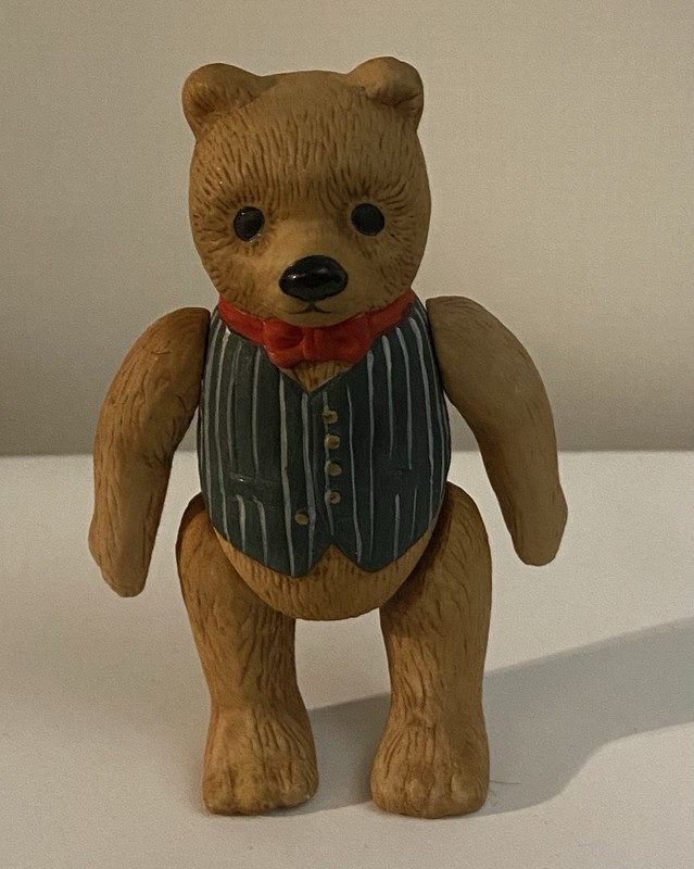 Vtg 1983 Department 56 Ceramic Jointed Teddy Bear Figure / Ornament