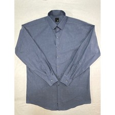 JF J.Ferrar Mens Modern Fit Blue Long Sleeve Button Down Dress Shirt 16-16.5 L