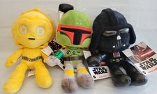 3x Disney Star Wars 9" Plush - C-3po, Darth Vader Boba Fett Mattel