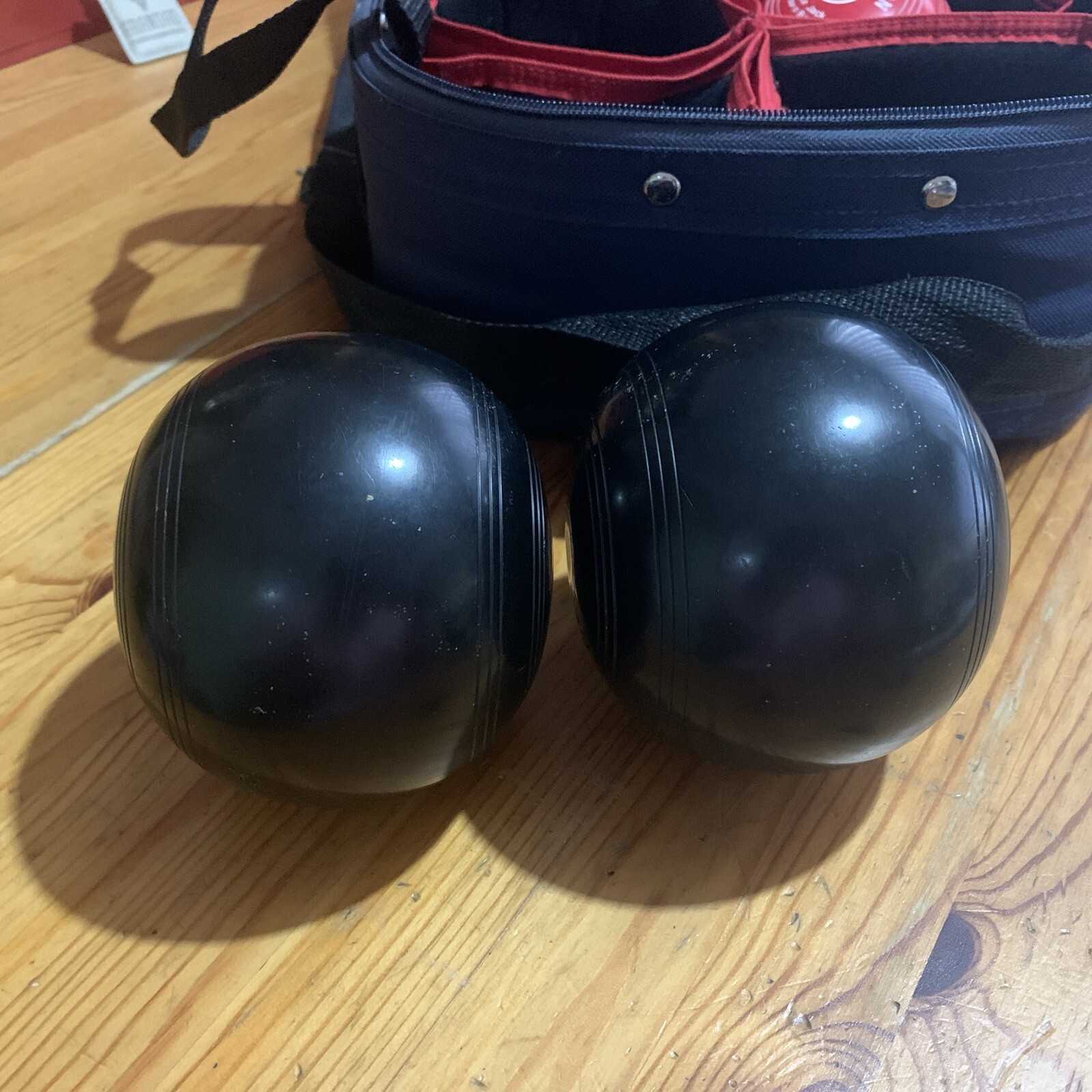 Drakes Pride Bag, Two Thurston black Bowls, One Red Thurston Jack