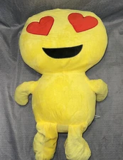 24”Inch Yellow Emoji Man Smiley Face Plush With Heart Eyes Love