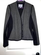 Classiques Entier Jacket Womens Large Black Ivory Blazer Short Zip