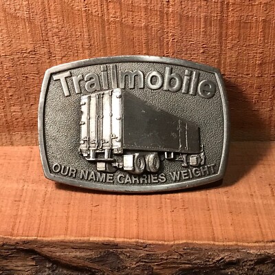 Vintage 1980's Trailmobile Our Name Carries Weight Belt Buckle