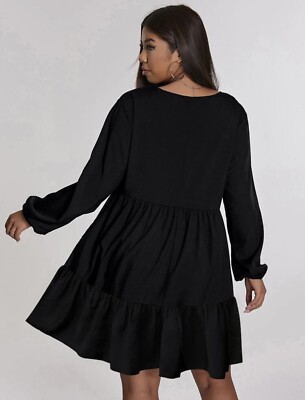 SHEIN Plus Contrast Lace Ruffle Hem Smock Dress - Black - Size 14 NEW | eBay SHEIN Plus Contrast Lace Ruffle Hem Smock Dress - Black - Size 14 NEW | eBay