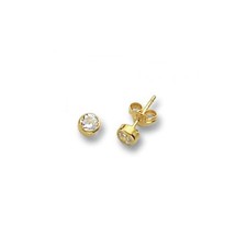 9ct Gold Gents Single Bezel Set C/Z Stud Earring - Available 3mm 4mm 5mm 6mm