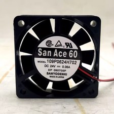 Sanyo 109P0624H702 DC24V 0.06A 6cm 6015 2-Wire Inverter Cooling Fan