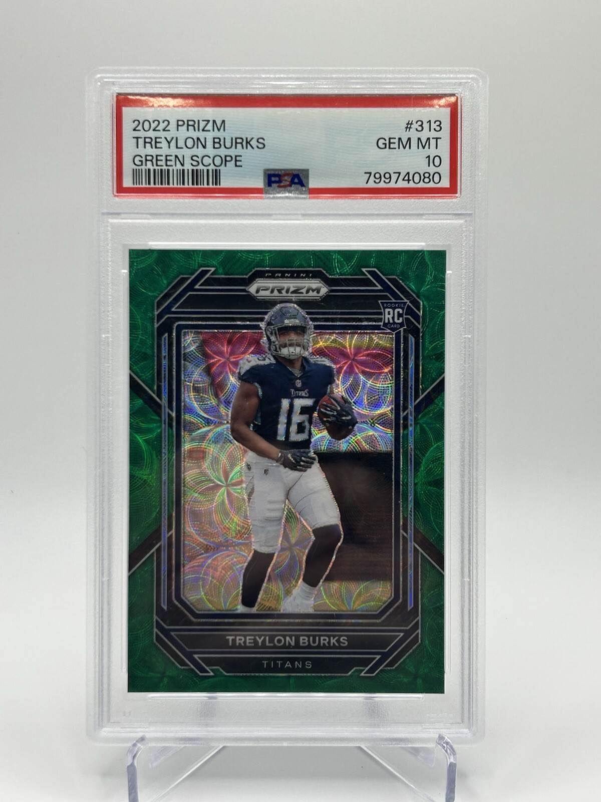 2022 Panini Prizm - Treylon Burks (RC) #313 Green Scope Prizm /75 - PSA 10