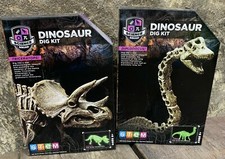 Dinosaur Dig Kit STEM Tool Brush Hammer Sand Block Triceratops  Diplodocus