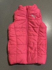 Puma Girls Bright Pink Puffer Vest, Zip Up Size XS 5/6