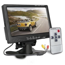 7" HD Car TFT LCD Color Monitor w/ 2 Video Input for Truck RVs Rear View Camera