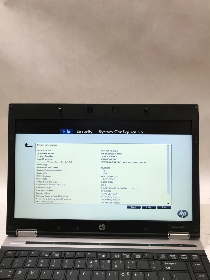 HP EliteBook 8440p 14" Laptop Intel Core i5 4GB RAM NO HDD/OS Boots to BIOS - DW - Image 2 of 4