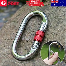 25KN Screwgate Locking Rock Climbing Carabiner Clip Steel O Oval Hook Buckle AU