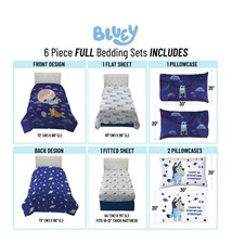 New Bluey In The Dream Kids 6-Piece Twin/Full Reversible Comforter Sham Beddin
