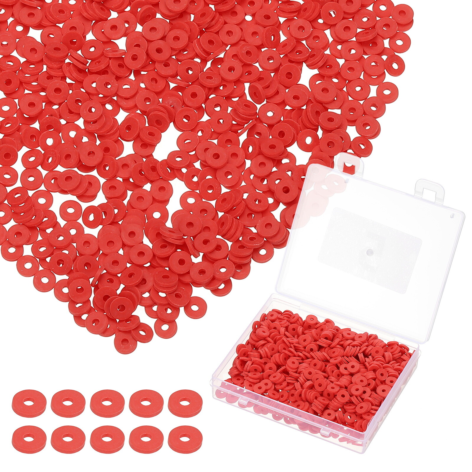 1000 Pcs Red Heishi Clay Beads for DIY Bracelet Jewelry Making Kit