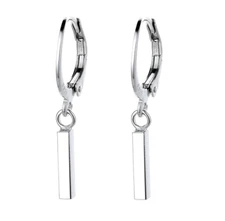 Women 925 Silver Plated LeverBack Hoop French Wire Drop Dangle Bar Earrings I123