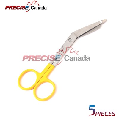 Lister Bandage Scissors With Yellow Handles - 1 Pair Nurse/Medical Blunt Tip Curved Scissors