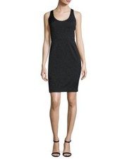 $398 Trina Turk Black Jacquard Scoopneck Vback Sheath Dress 2 NEW T486
