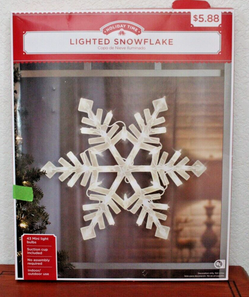 Lighted Snowflake Holiday Time Mini Lights Outdoor Use with Suction