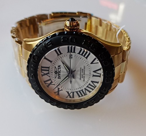 Invicta Pro Diver Wrist Watch Goldstone W Black Roman Numerals 14538